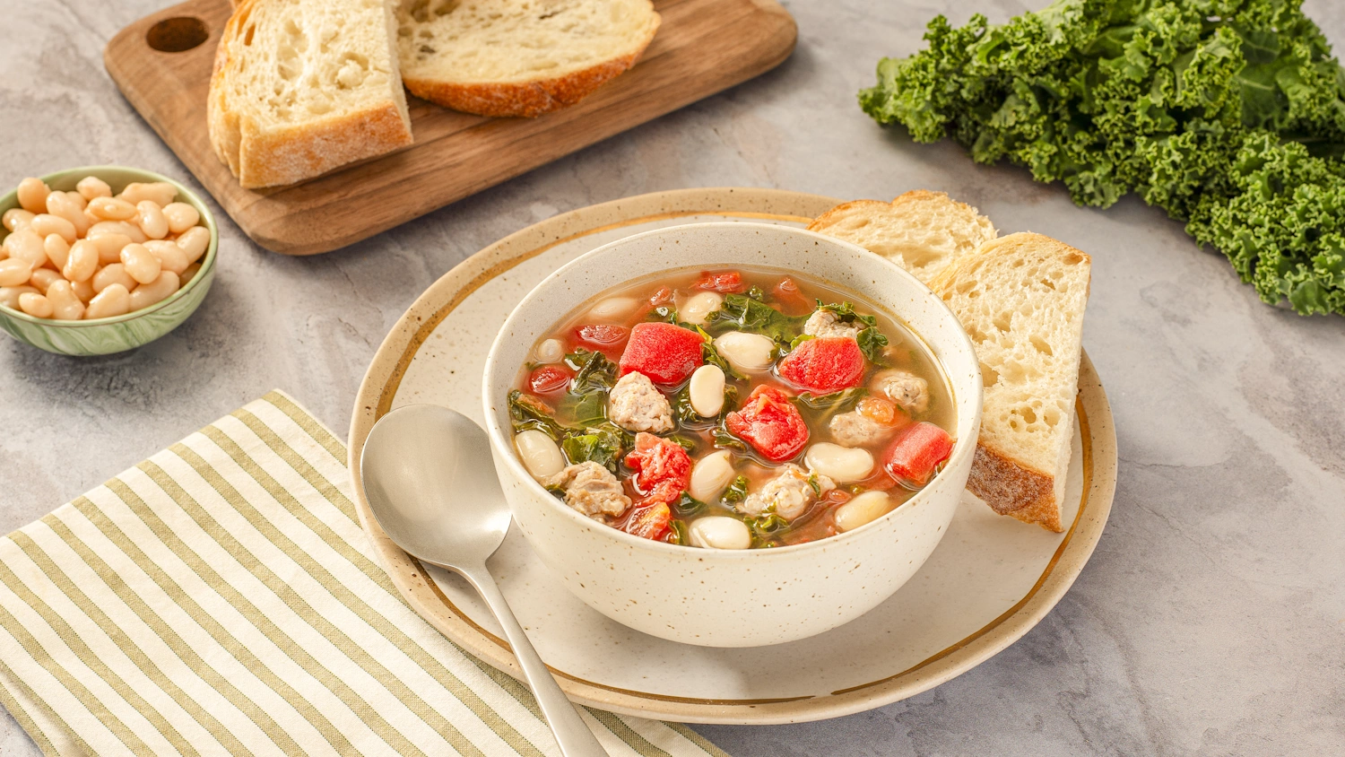 White Bean, Sausage and Kale Soup