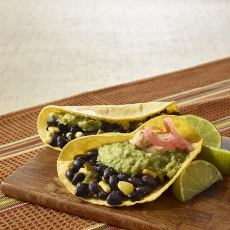 Roasted Poblano Vegetarian Tacos with White Bean Guacamole